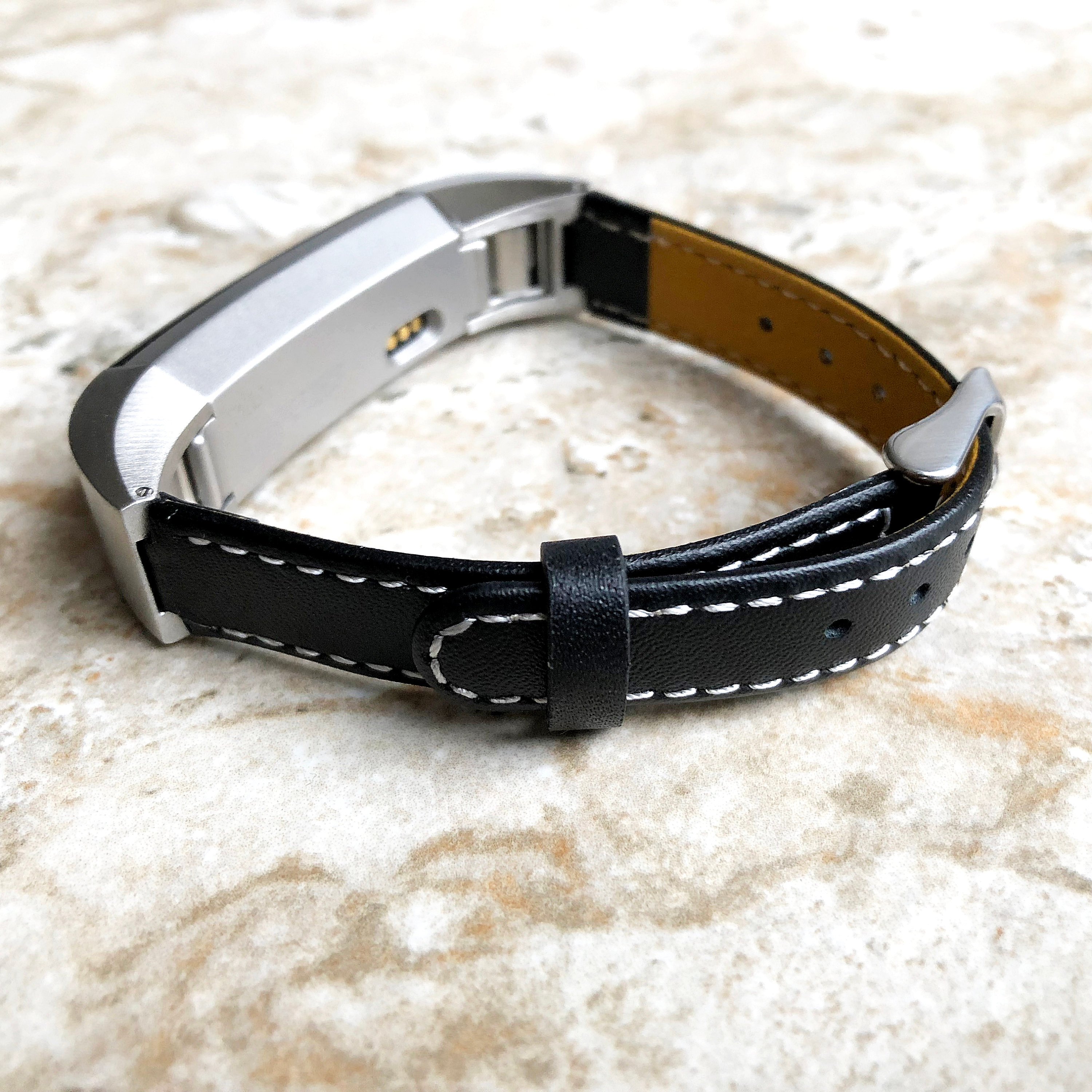 Black Stylish Unisex Soft Leather Band Strap For Fitbit Alta Hr With Stitching Details Quick Release Adapters Included Ready To Attach Nickston All Rights Reserved