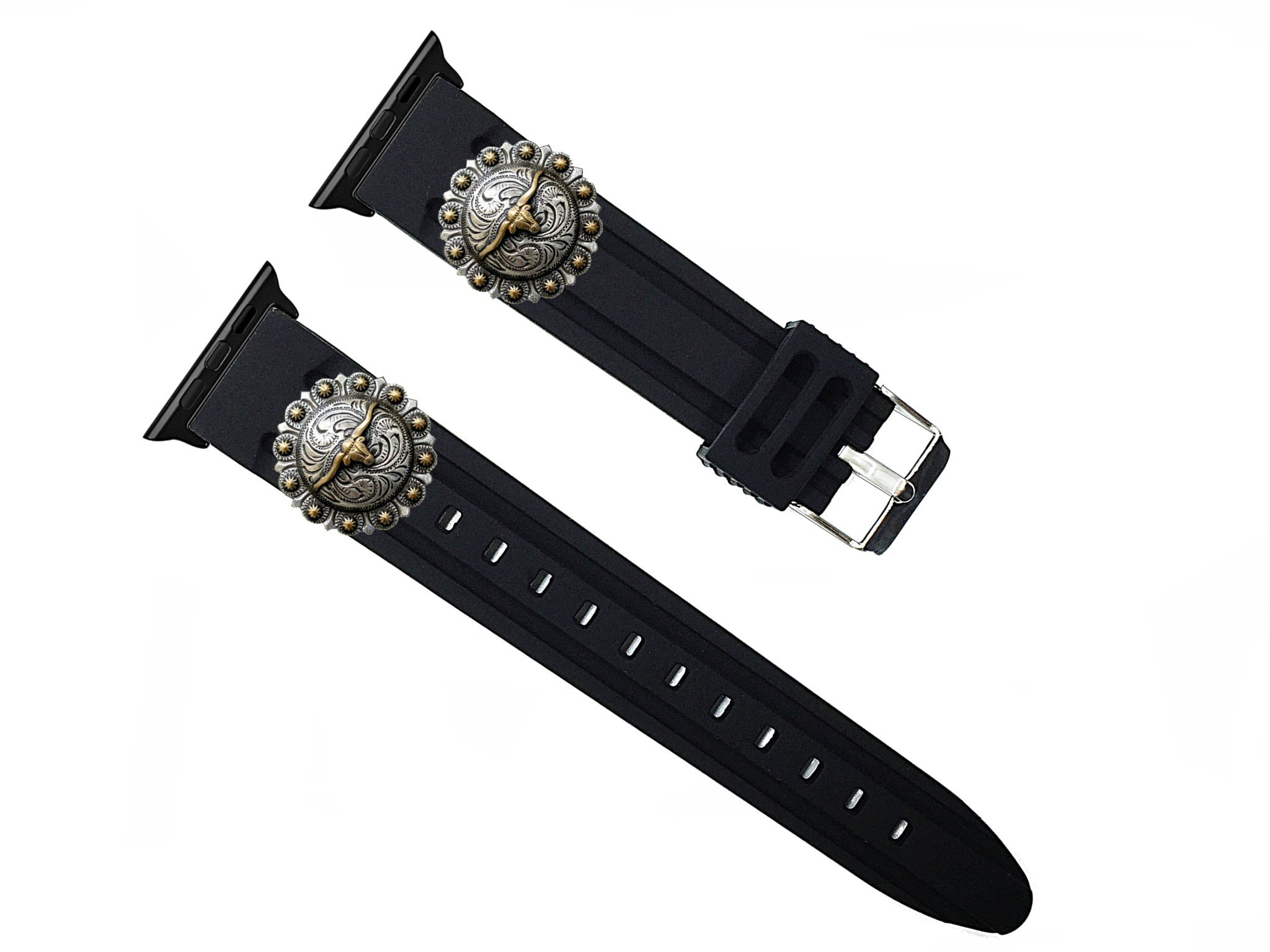 Cowboy 3 Blk42 Band Strap With Metal Accent Badges Compatible For