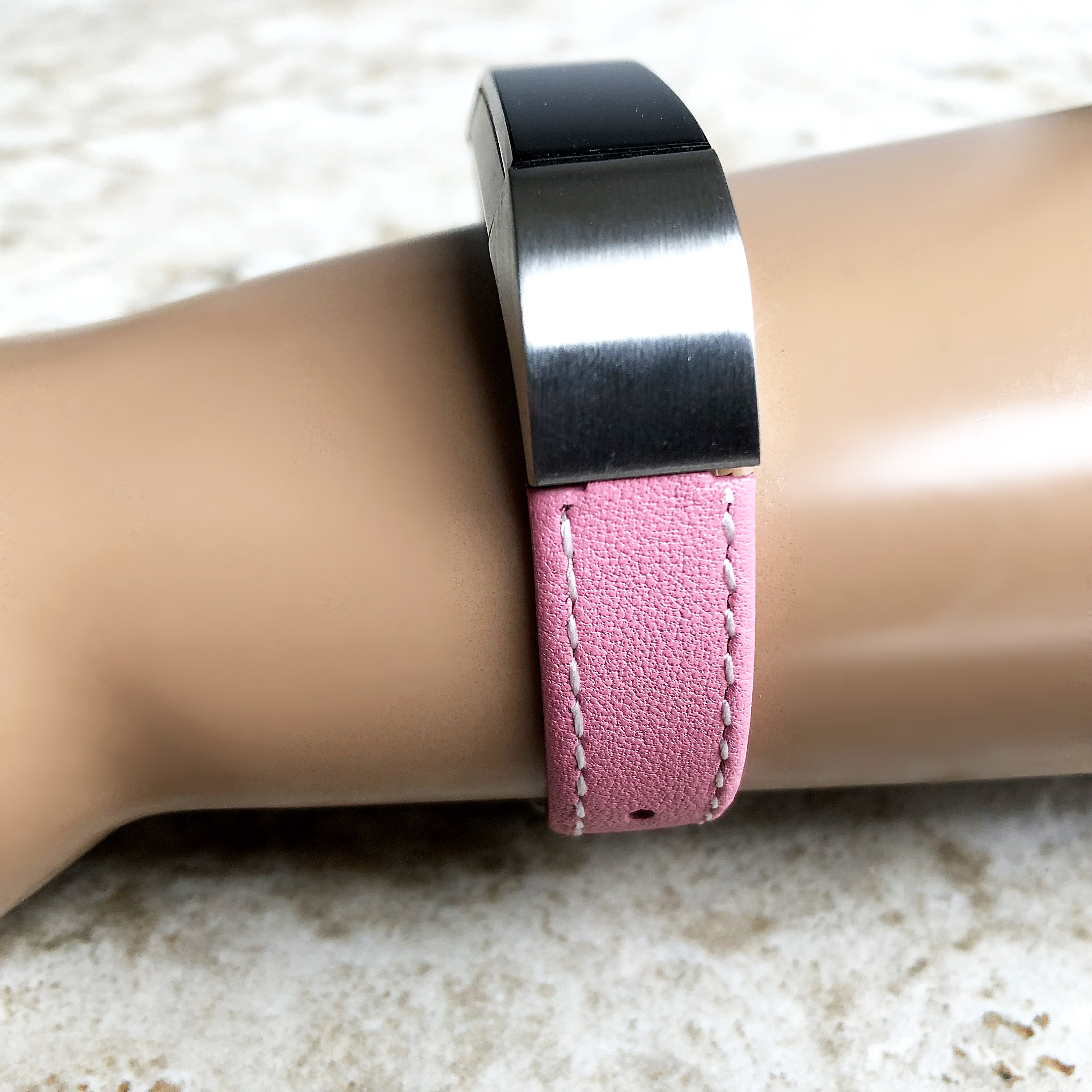 Pink Stylish Unisex Soft Leather Band Strap For Fitbit Alta Hr With Stitching Details Quick Release Adapters Included Ready To Attach Nickston All Rights Reserved