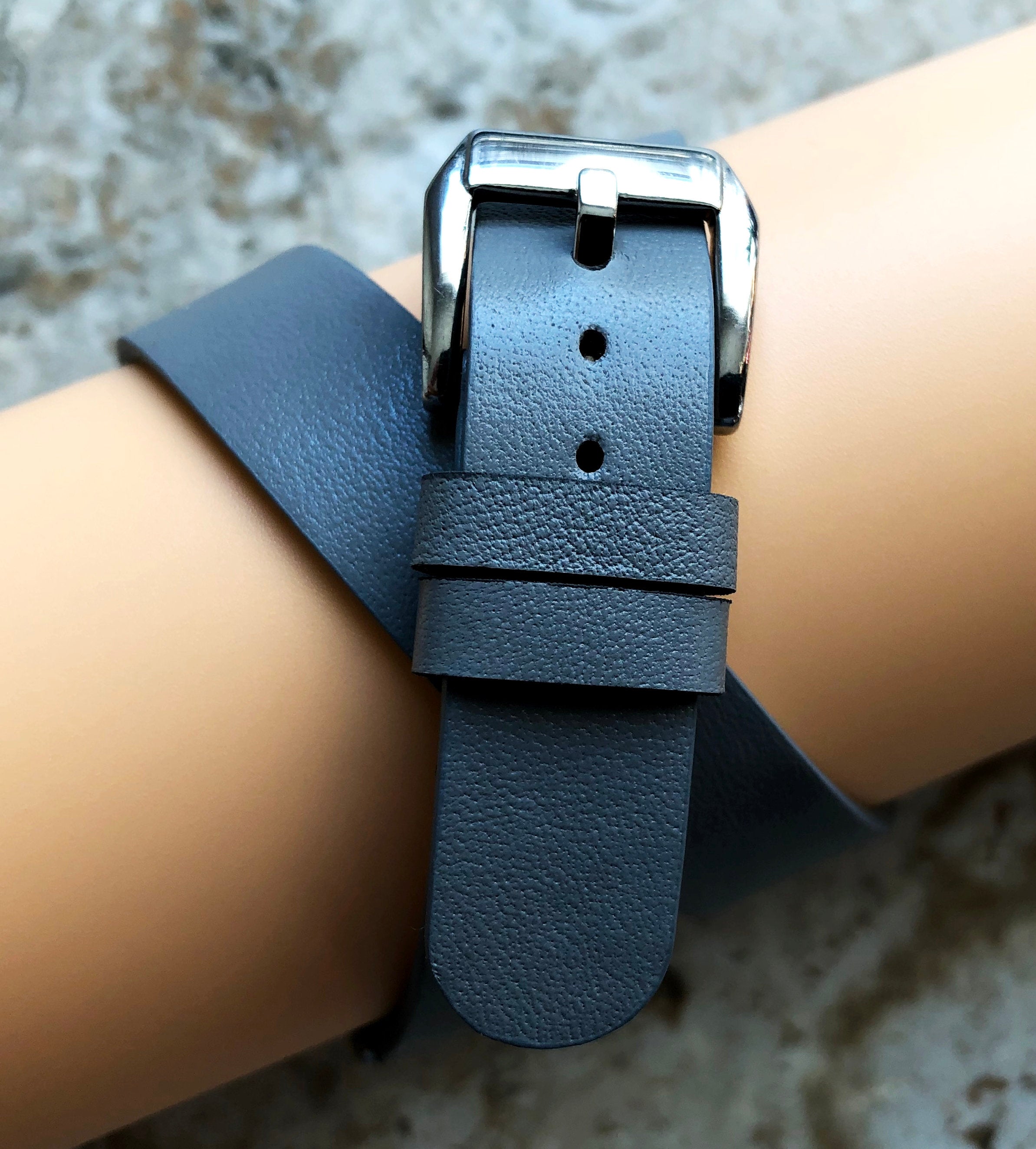 Gray Twice Wrap Around Wrist Leather Band for Apple Watch ...