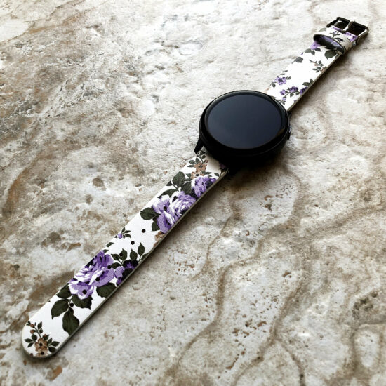 fl 4 band for samsung galaxy watch active 2 40mm 42mm 44mm soft purple floral bracelet cuff leather wristband strap with quick release pins 5ddedd7c 550x550