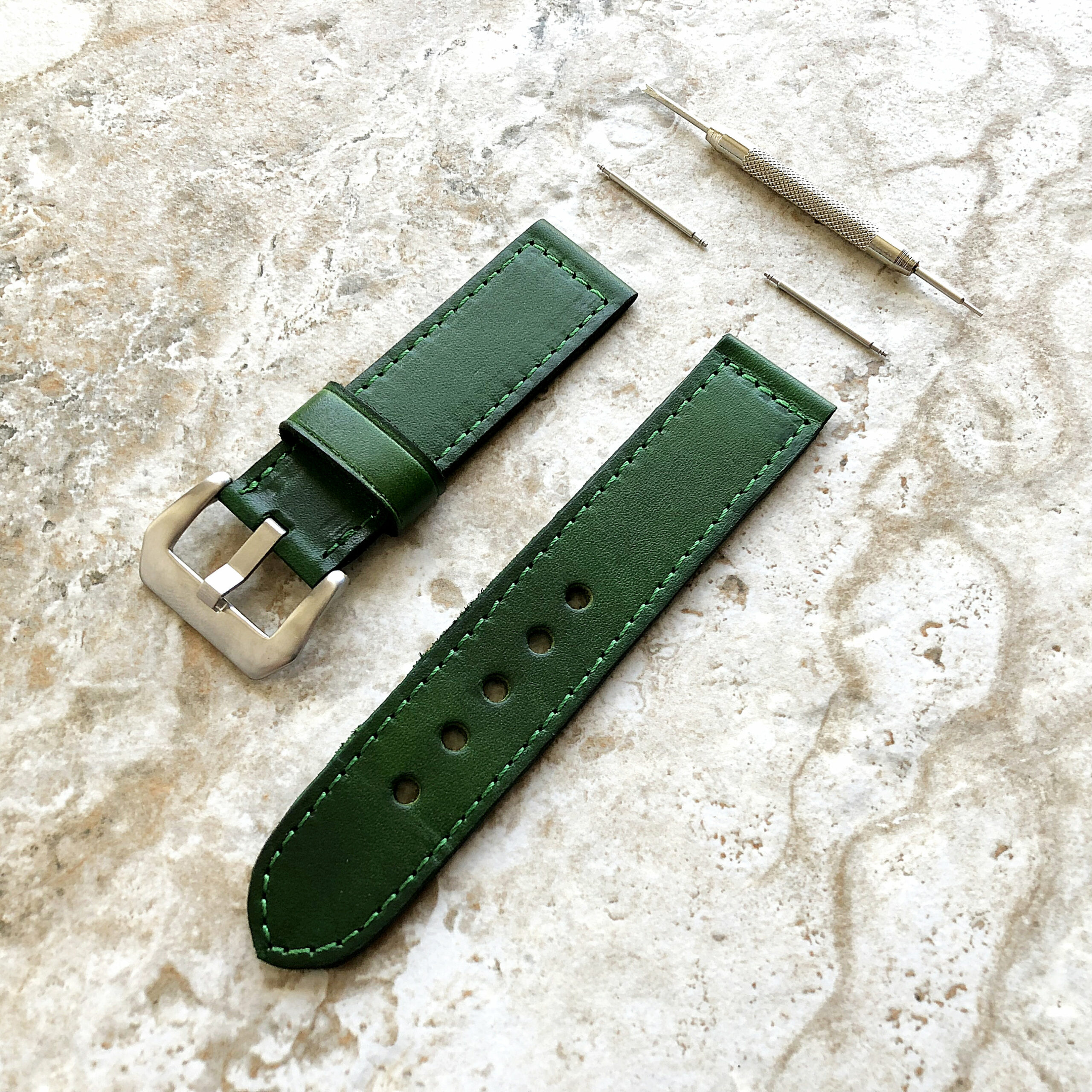green color band for samsung galaxy watch active 2 40mm 42mm 44mm premium leather with stitches bracelet cuff wristband strap pins and tool 5ddf0f4b scaled